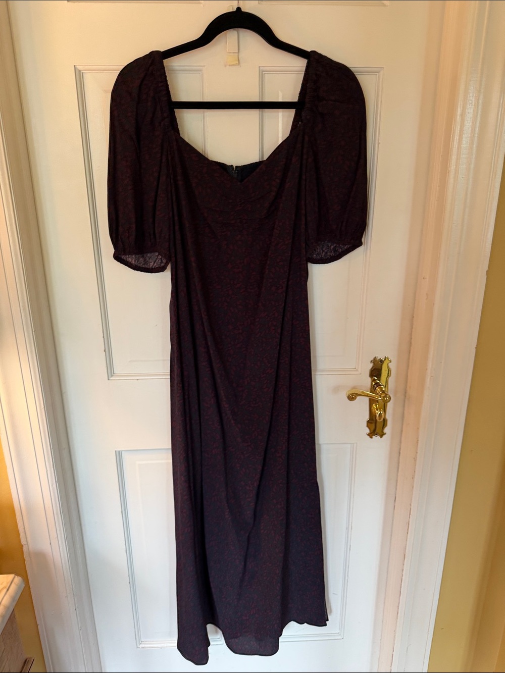 Madewell Dark Plum Puff Sleeve Maxi Dress